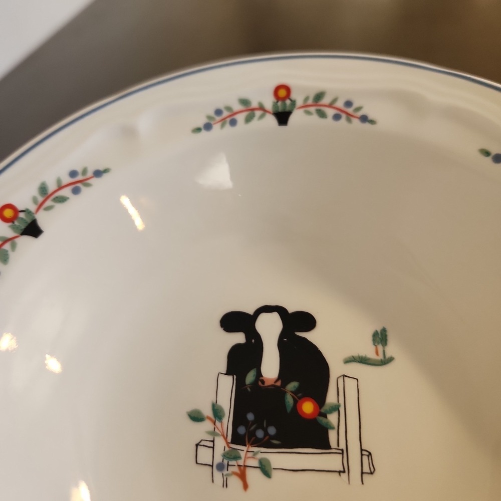Vintage Oneida Farm Friends Cow Ceramic Stoneware Soup Bowls Farmhouse Kitchen - Picture 14 of 16